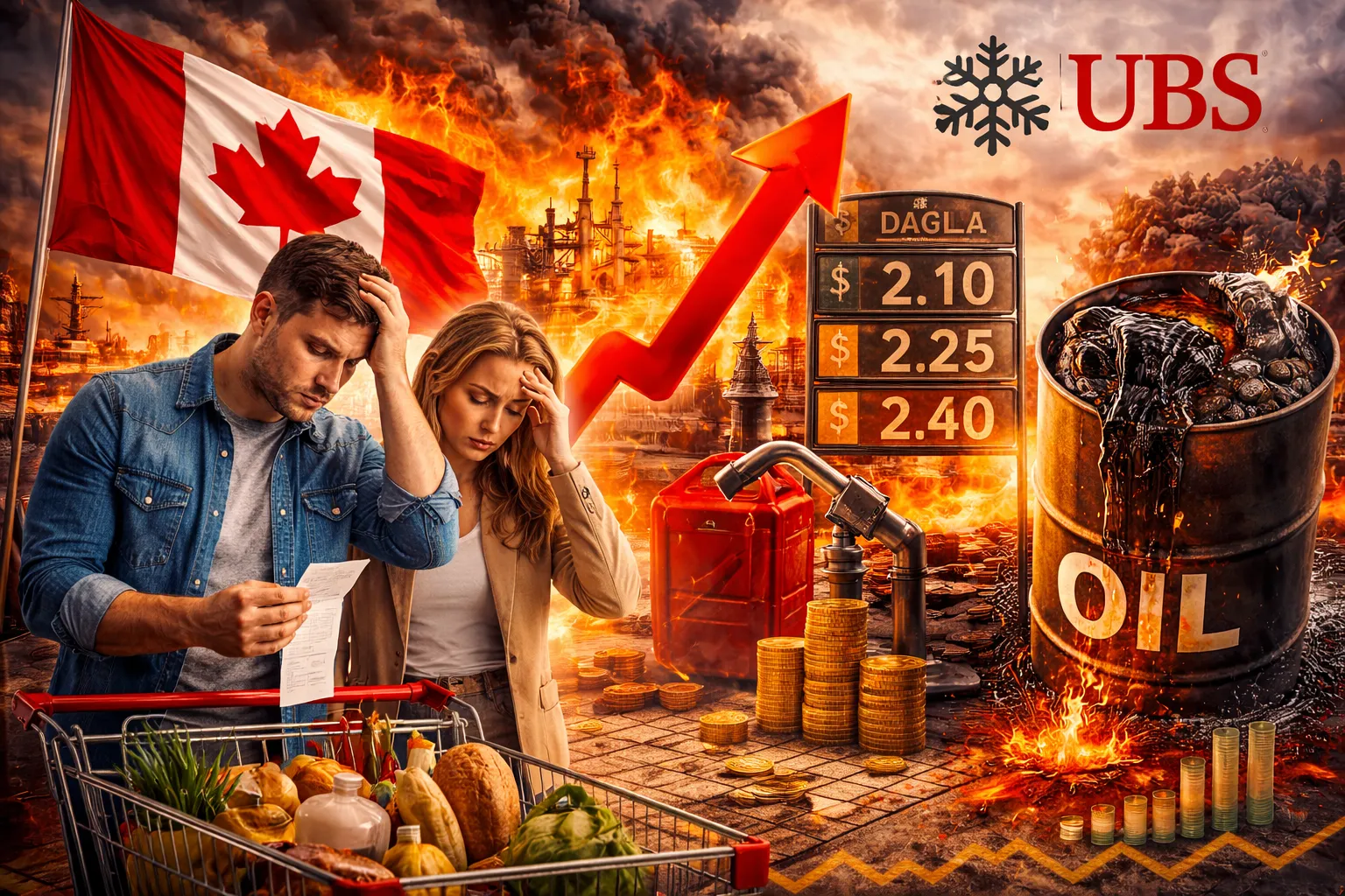 بنك UBS يحذر: قفزة أسعار النفط تضغط على المستهلك الكندي
